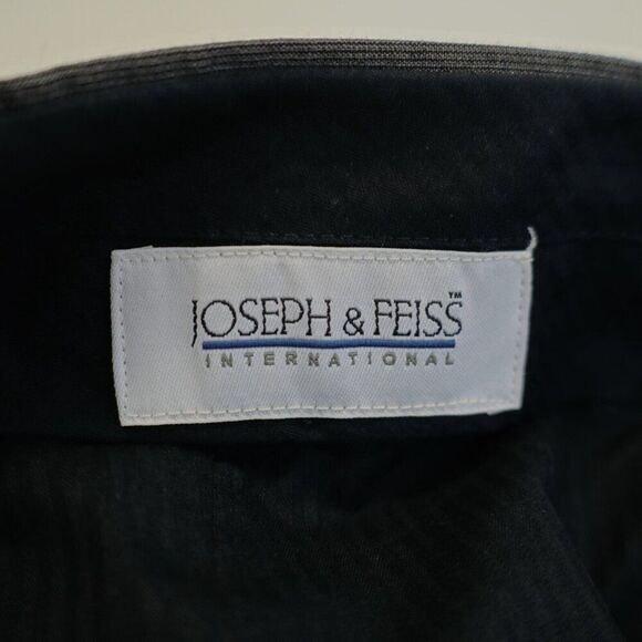 Joseph & Feiss Wool 2 Piece Suit 40S Gray Striped 44/29 Flat Front High Rise 2 B - Picture 5 of 16
